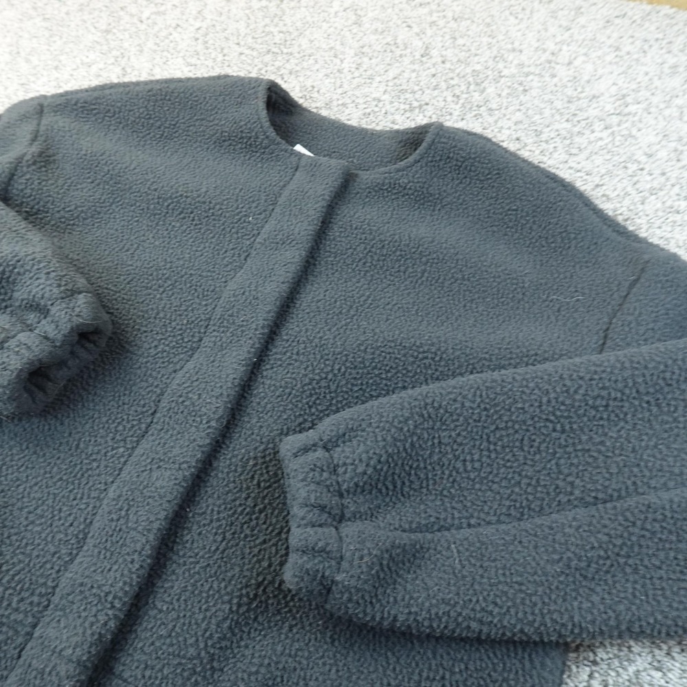 Fabletics Jacket Womens L Gray Fleece Full Zip Collarless Long Tunic Trench Coat
